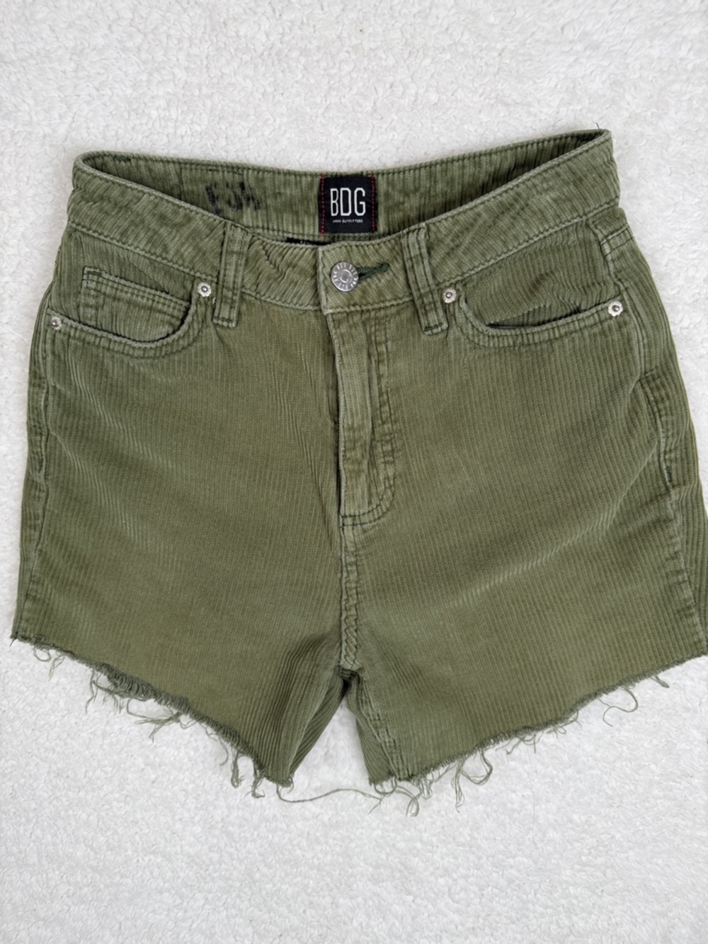 BDG Olive Green Corduroy High-Rise Shorts 24